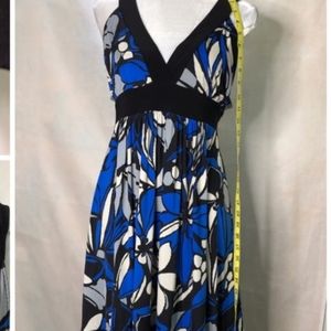Cocktail Dress with Tropical Blue Flowers XL